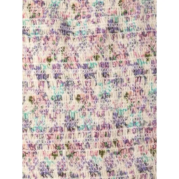 LOVESHACKFANCY Floral Smocked Mini Dress Puff Sleeve Asymmetric Ruffle Coquette - Image 5