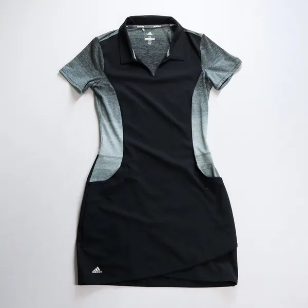 Adidas Women's Black Grey Golf Range Dress Short Sleeve‎ V-Neck Pockets Size XS - Image 5