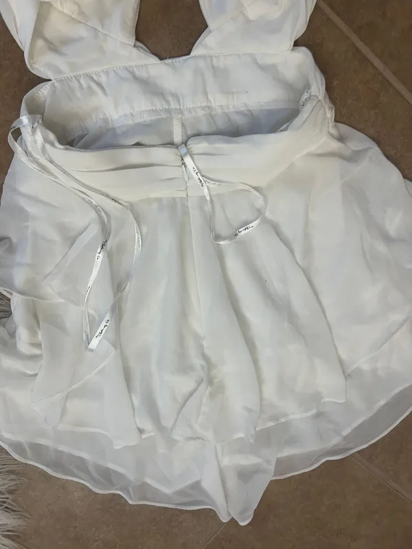The Clothing Company White Chiffon ruffled Skort Dress/backless - Image 7
