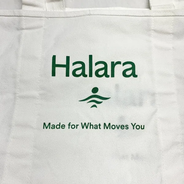 Halara Logo Canvas Tote Bag Womens Size OS White Green Gym Reusable Cotton Large - Image 4