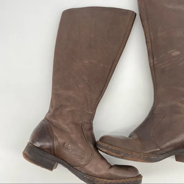 Born Women’s Dark Brown Leather Full Zip Riding Boots‎ Size 6 flannel lined - Image 2