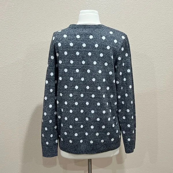 Charter Club Grey Marled Polka-Dot Sweater Size Large - Image 4