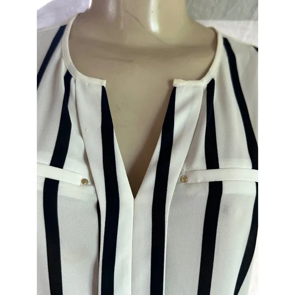 Express Striped Sleeveless Top V-Neck Career Casual Blouse XS - Image 2