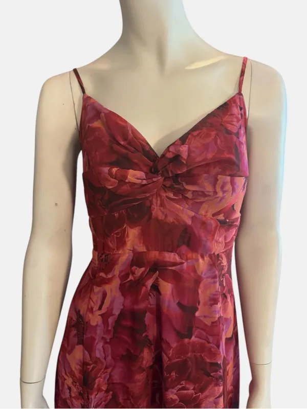 Lulus Beautiful Soul Floral Print Twist-Front Maxi Dress Burgundy XL NWT - Image 5