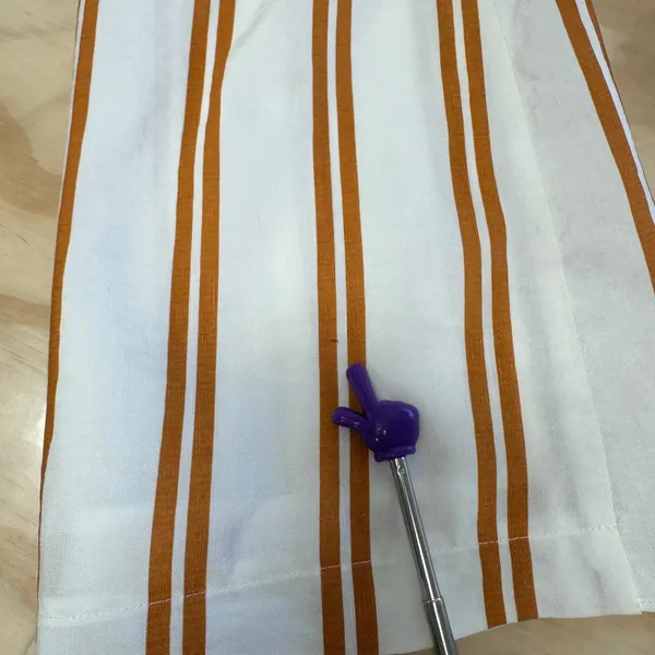 Sancia‎ Striped Wrap Mini Skirt Ochre Cream Tencel Linen Blend XS Summer Boho - Image 7