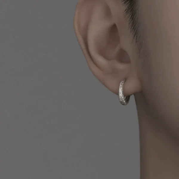 925 Silver Plated Small Hoop Earrings for Men, Unisex Punk Hip Hop Earrings - Image 4
