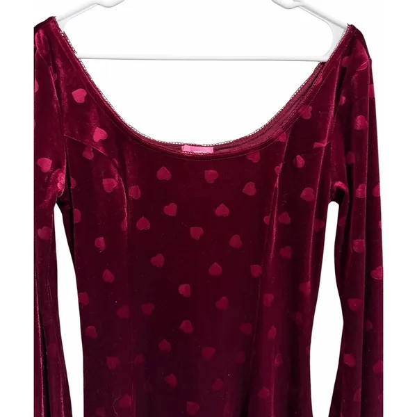 Dolls Kill Sugar Thrillz Valentine Wish Mini Dress Burgundy Women'S Size‎ Medium - Image 3