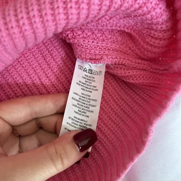 French Connection Nadia Mozart‎ Aurora Pink Chunky Cotton Sweater Womens Small - Image 4