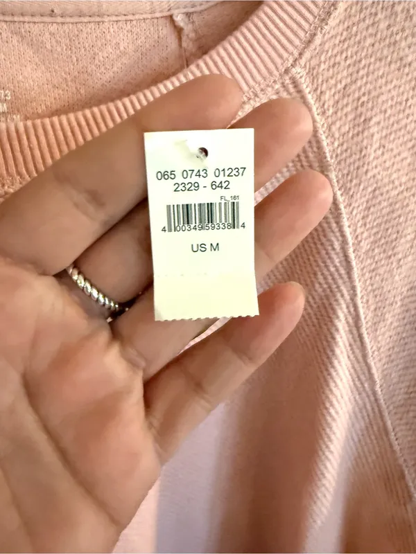 NWT AERIE Womens Top Pink Raglan Diagnal Weave Long Sleeve Pull Over Size Medium - Image 9