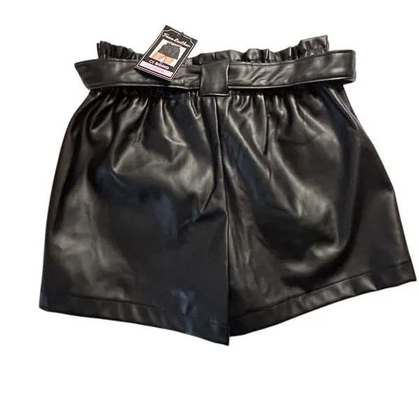 Ci Sono Women's Black Faux Leather Paperbag Shorts‎ Size M - Image 5