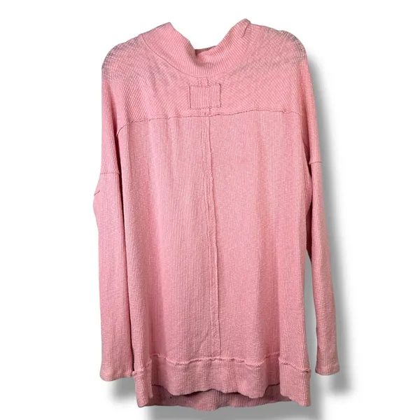 We The Free Pink Free People Casey Ribbed Knit Mock Neck Tunic Longline Sweater - Image 9