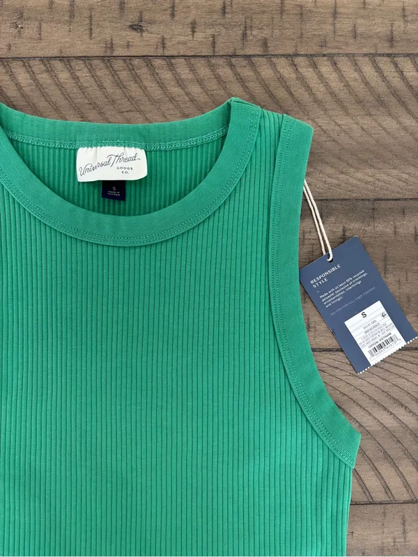 Universal Thread Green Ribbed Tank Top - Image 2