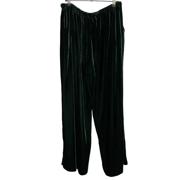 Marine Layer Bella Velvet Pants Slouchy Wide Leg Women Medium Green Drawstring - Image 6