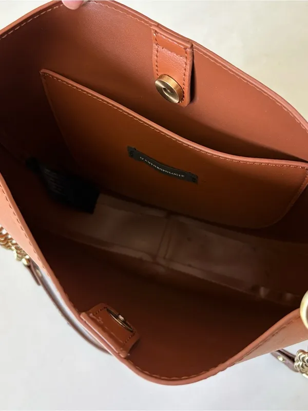 Anthropologie Brown Hobo Bag Triple 7 Modern Moon Shoulder Crossbody Bag Tote - Image 6