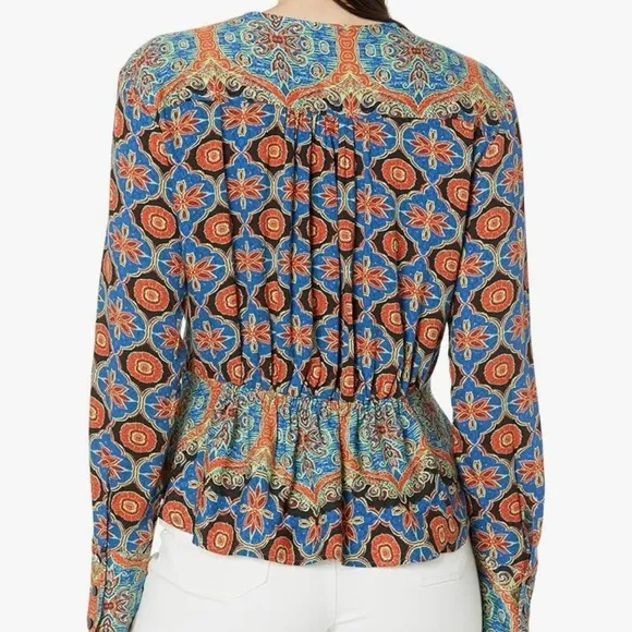 Free People Falling for You Blue‎ Boho Top Size M - Image 2