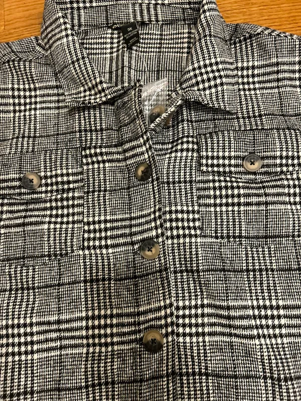 Millenium Plus Size 3X Autumn Essential Black & White Plaid Button - Image 16