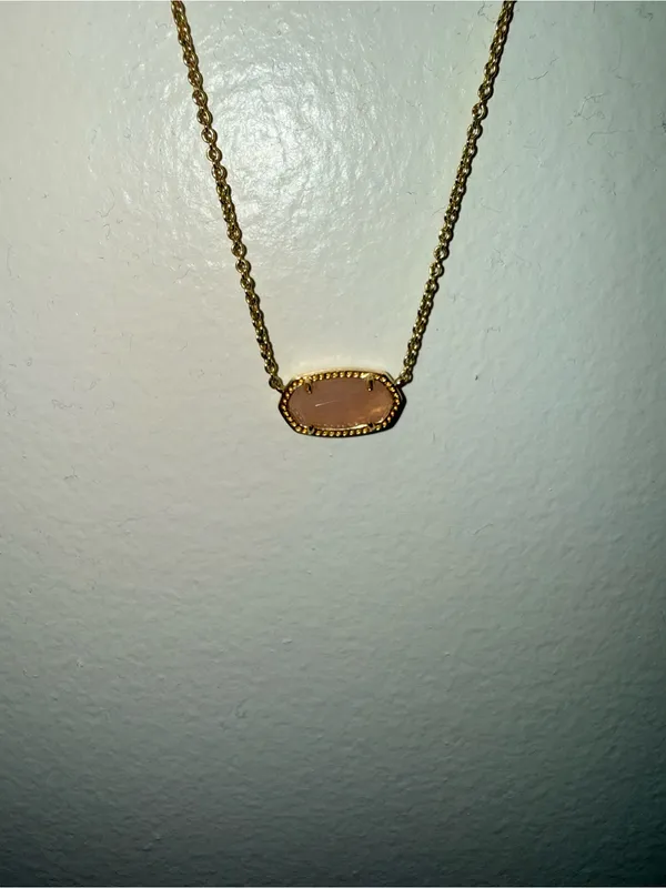 Kendra Scott Gold Necklace with Pale Pink Stone - Image 4