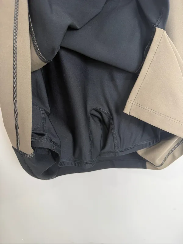 Triangle Panel Mini Dress in Black, Beige & Olive - Image 6