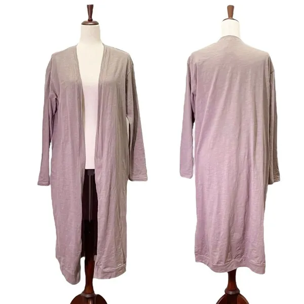 NWT Three Bird Nest Mocha Long Duster Cardigan Size Large 100% Cotton Open Front - Image 2