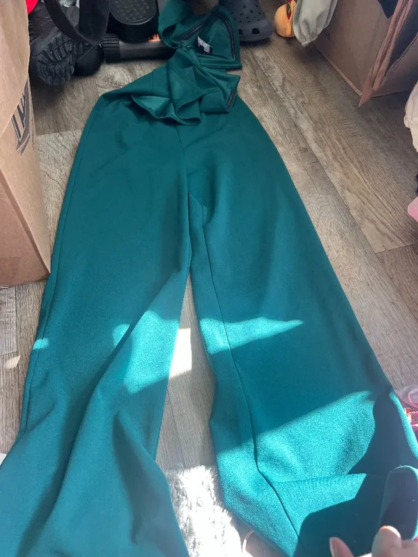 LuLus Power of Love Emerald Green Strapless‎ Jumpsuit size small - Image 6