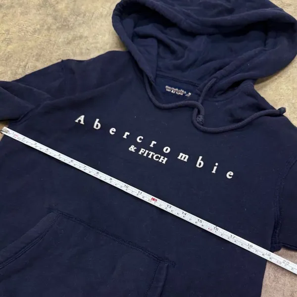 Abercrombie & Fitch navy blue embroidered soft AF fleece hoodie - Image 3