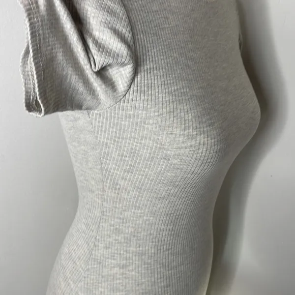 Reformation Jeans Gray Ribbed Mini Dress Shirt Dress Kendy Knit Dress‎ - Image 5