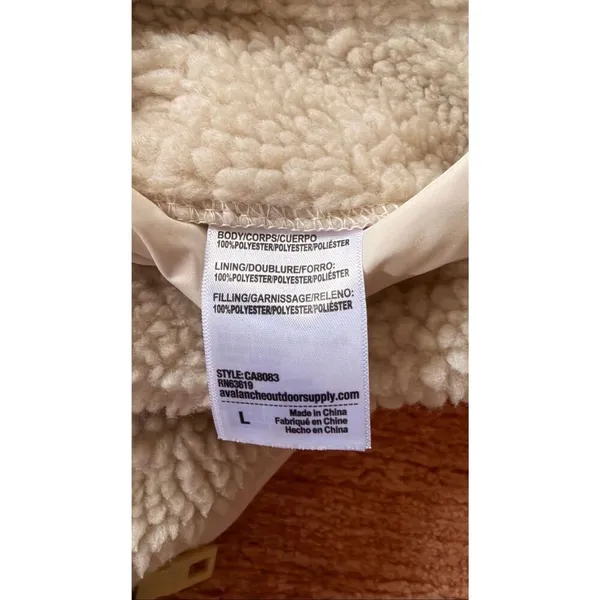 Avalanche Reversible Sherpa Jacket Cream Beige Women’s Size L - Image 9