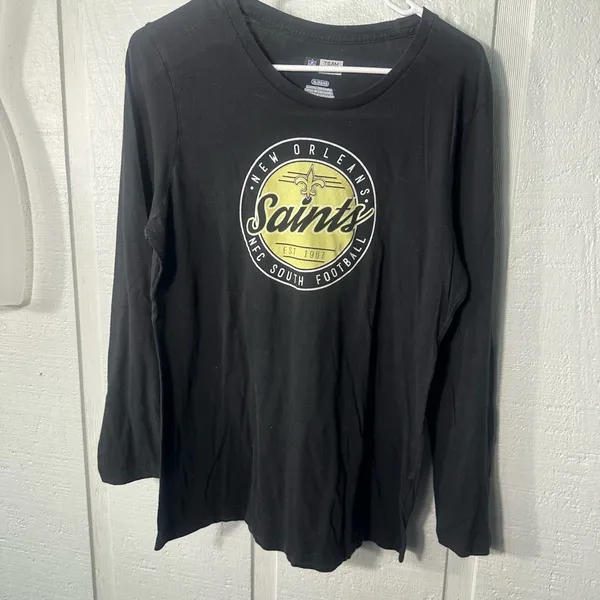 NFL Black Womens New Orleans Saints Long Sleeve Tshirt Size XL EUC - Image 2