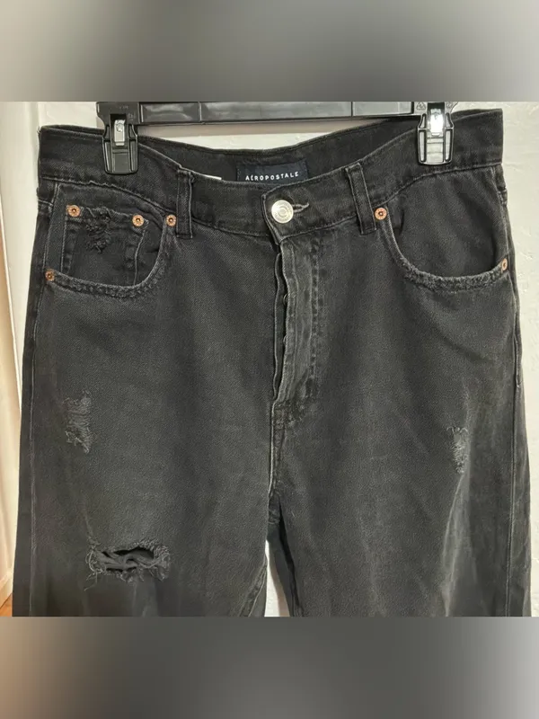 #41 Aeropostale 90’s Baggy Black Distressed High-Rise Jeans Size 10R - Image 7