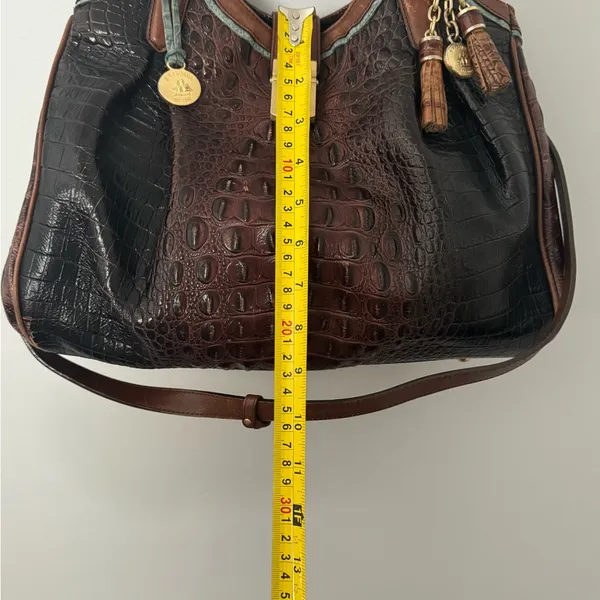 Brahmin Elisa Hobo‎ Sachel Bag Croc Embossed Leather Charm & Tassel - Image 10