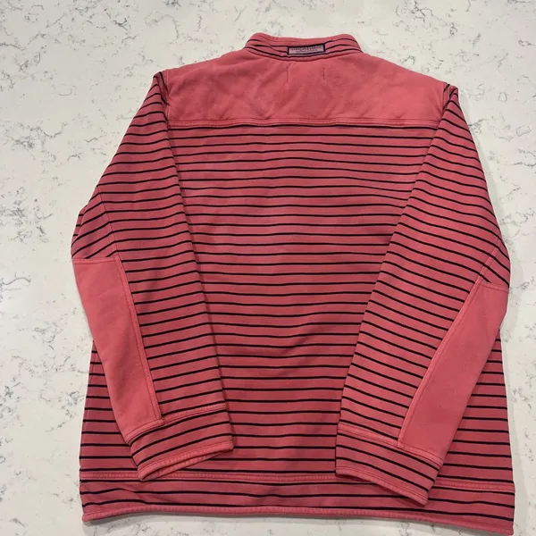 Vineyard Vines Jacket Womens Large Pink Striped 1/2 Zip Cotton Long Sleeve Knit - Image 6