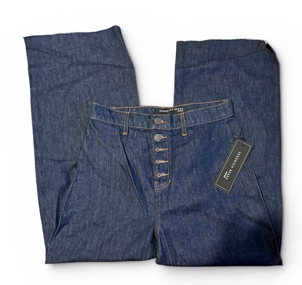Veronica Beard Grant Wide Leg Raw Hem Jeans - Image 4