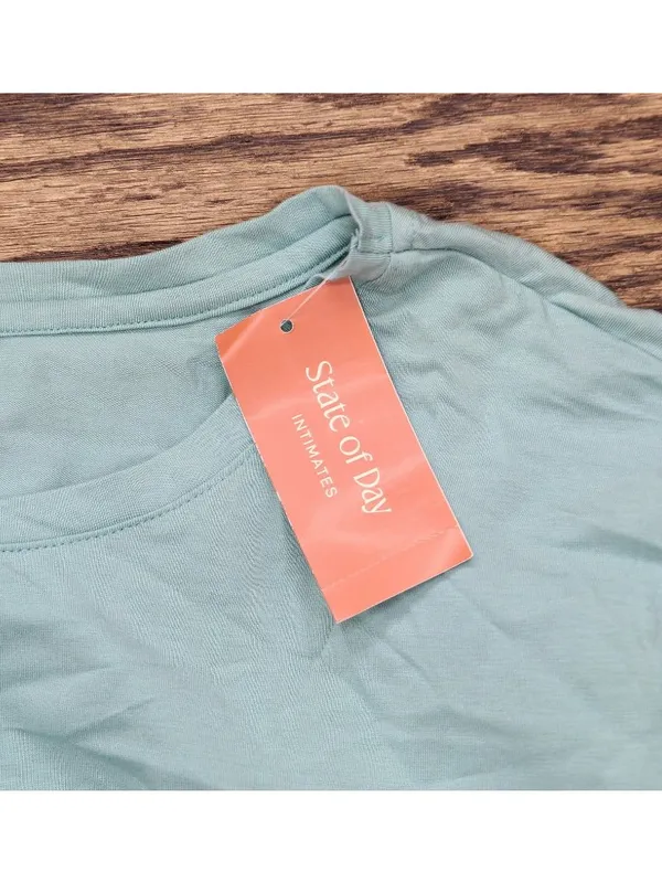 NWT State of Day Womens Cotton Blend Short-Sleeve Sleep Tee Canton Blue Green XL - Image 4