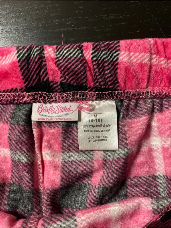 Women's Pink Plaid Fleece Pajama Pants - Cozy Lounge Bottoms - Image 2