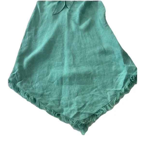Le Muse Women's 100% Linen Bow Front Asymmetrical Midi Dress Teal Blue Sz 6 - Image 11