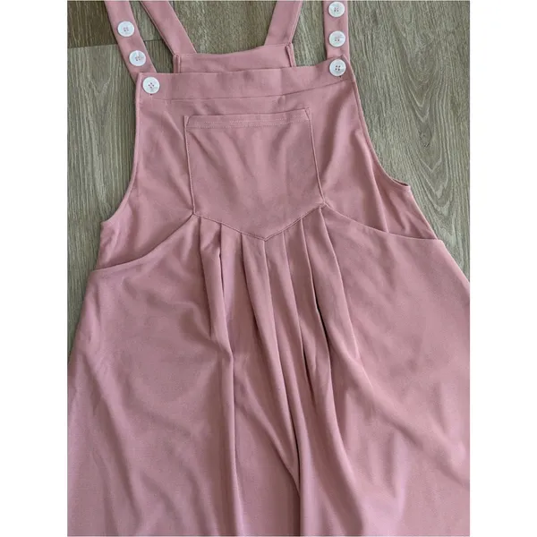 NWT Halara Adjustable Straps Pockets Waffle Casual Overalls Rose Tan Size Small - Image 10