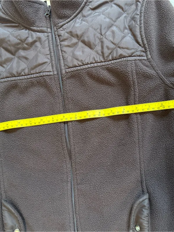 Carolyn Taylor Brown Quilted-Shoulder Fleece Zip Jacket - Image 2