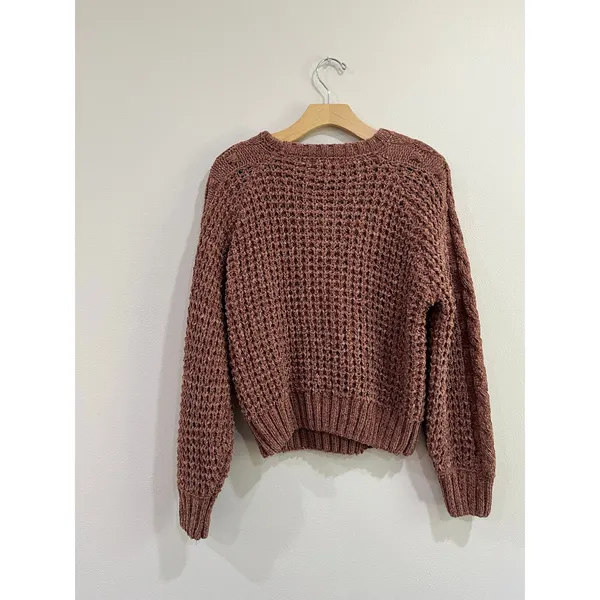 Altar'd State Chenille Open Knit Sweater‎ Brown Cozy Boho Size M NWT - Image 2