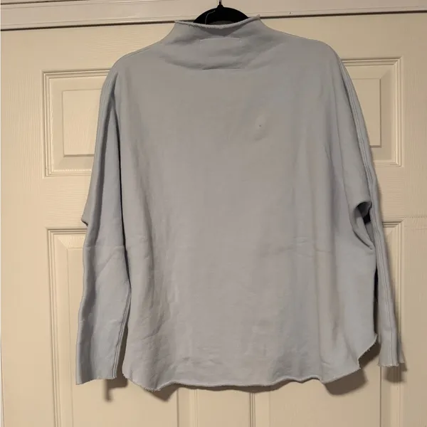 Frank & Eileen $228 Effie Baby Blue Funnel Neck‎ Capelet Triple Fleece Sweater - Image 2