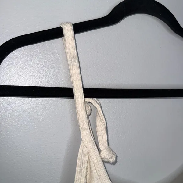 Free People FP Beach Ribbed Knit Babydoll Tank Dress Cream Tie Strap‎ Medium - Image 3
