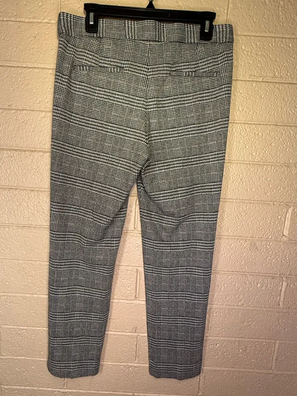 Amanda+ Chelsea Plaid Straight-Leg Dress Pants in Black and White - Image 3