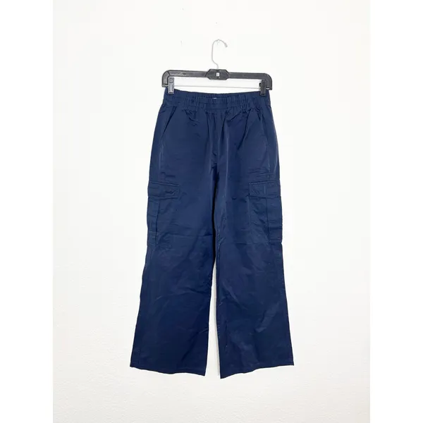 Abercrombie & Fitch Navy Nylon Cargo Pants Size XXS Wide Leg Pullon - Image 4
