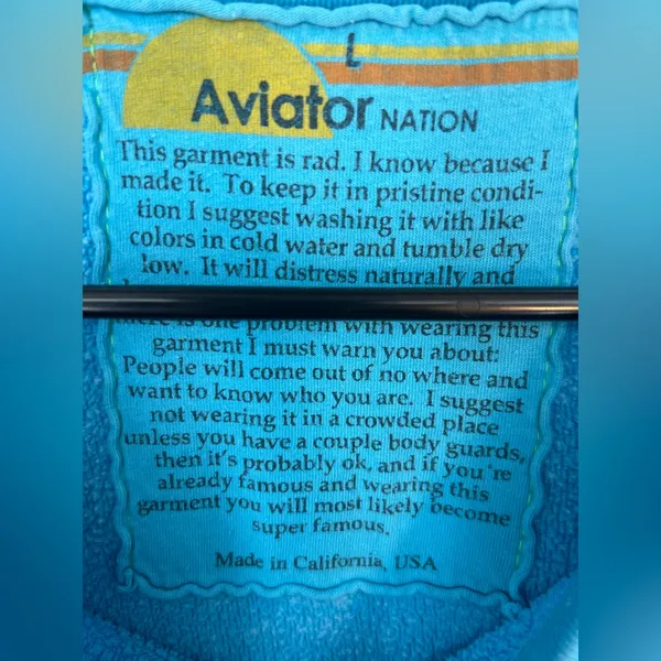 Aviator Nation Blue Sweatshirt with Lightning Bolt - Image 2