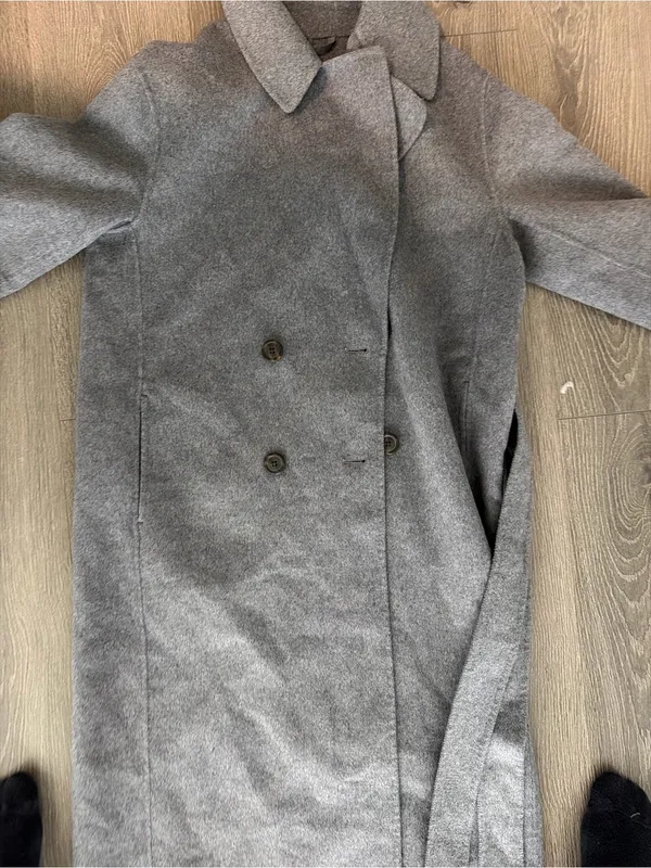 Nordstrom Gray Long Belted Wrap Robe Coat - Image 5
