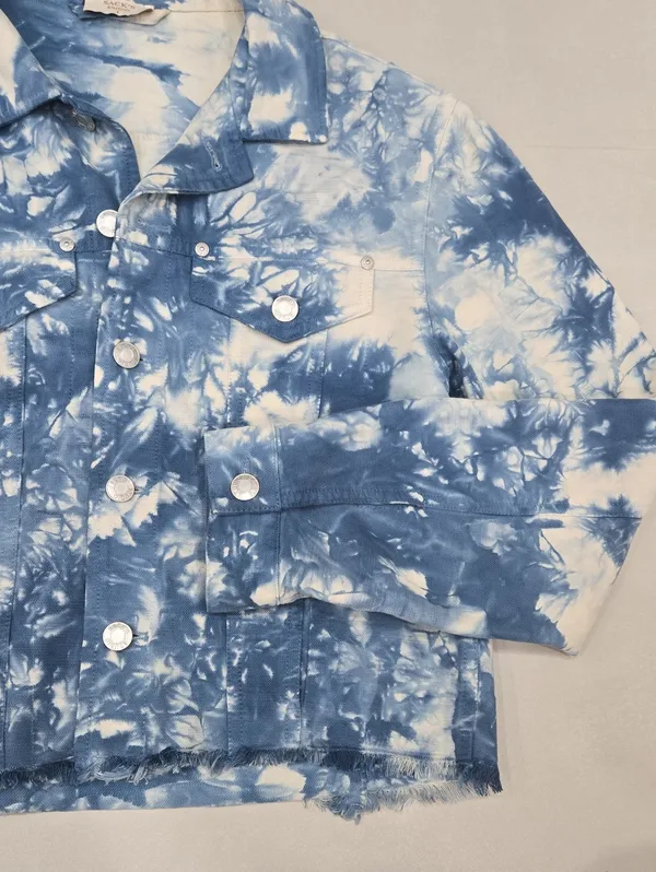 Sack's Tie-Dye Cropped Denim Jacket - Blue & White Size 1 - Image 5
