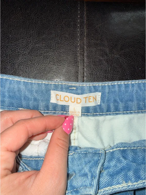 Cloud Ten White and Blue Jean Skirt - Image 3