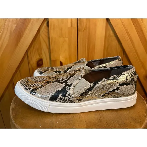 Steve Madden Womens Safary Fabric Faux Snakeskin Rubber Sole Slip Ons 9.5 - Image 3