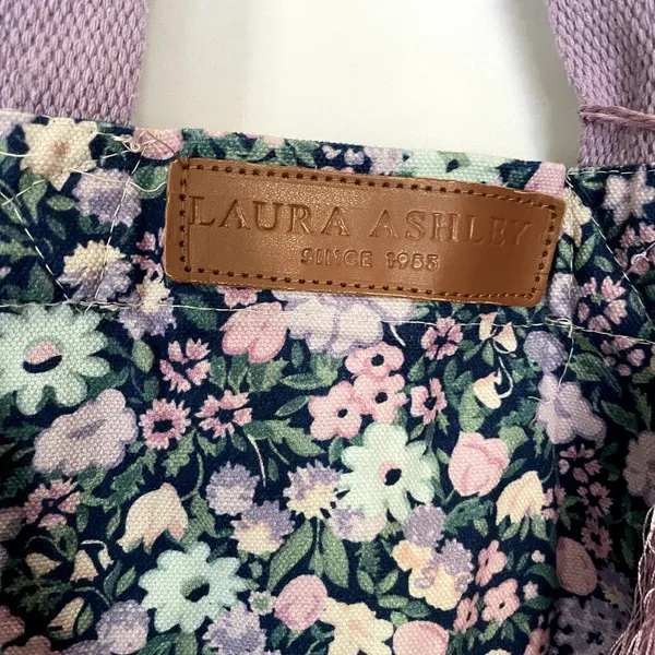 Laura Ashley purple green‎ floral tote bag large capacity cargo cotton - Image 3