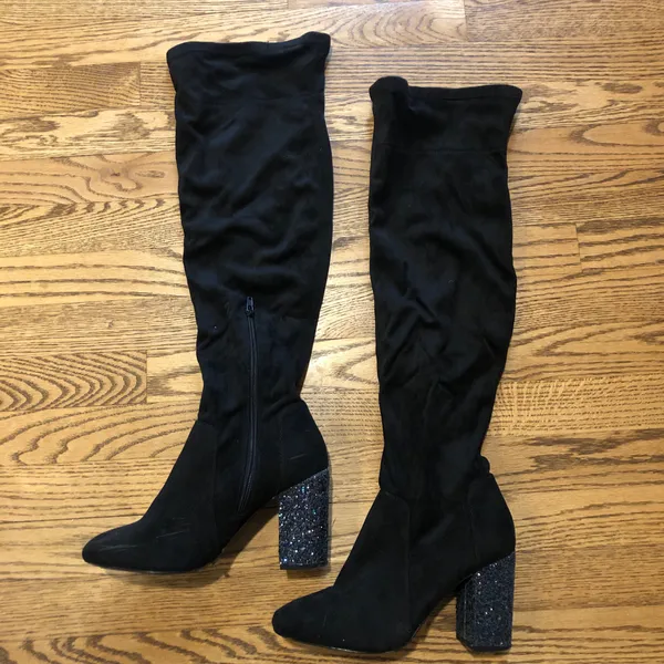 Mix No. 6 Huven Boots Tall Glitter Heel Black - Image 8