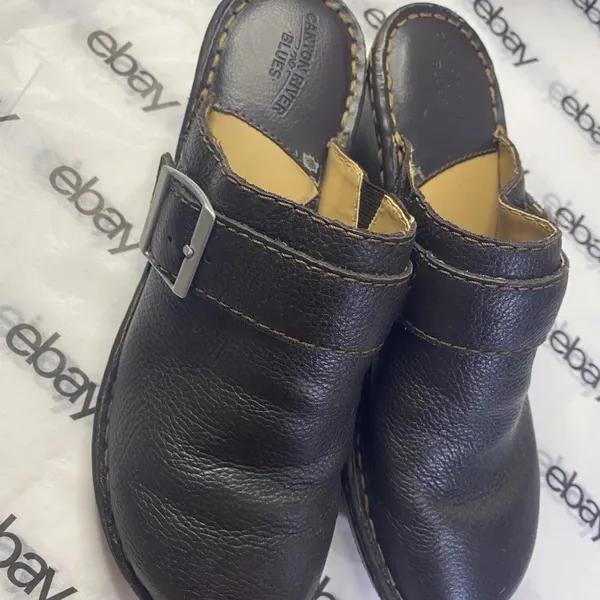 Canyon River Blues Brown Leather Slip on Clogs Womens Size 9M Comfort Mule Shoes - Image 3